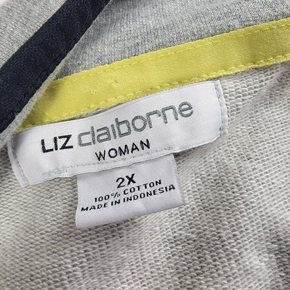Liz Claiborne Womens 2X Gray Full Zip Sweater Lightweight Casual Outdoors - Picture 4 of 9